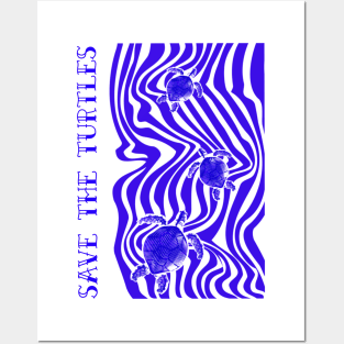 BLUE Sea Turtle Love Save The Turtles Posters and Art